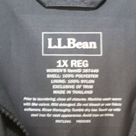 L.L. Bean H2OFF Raincoat Mesh Lined Long Waterproof Hooded Plus Size 1X H12672 - Picture 7 of 12